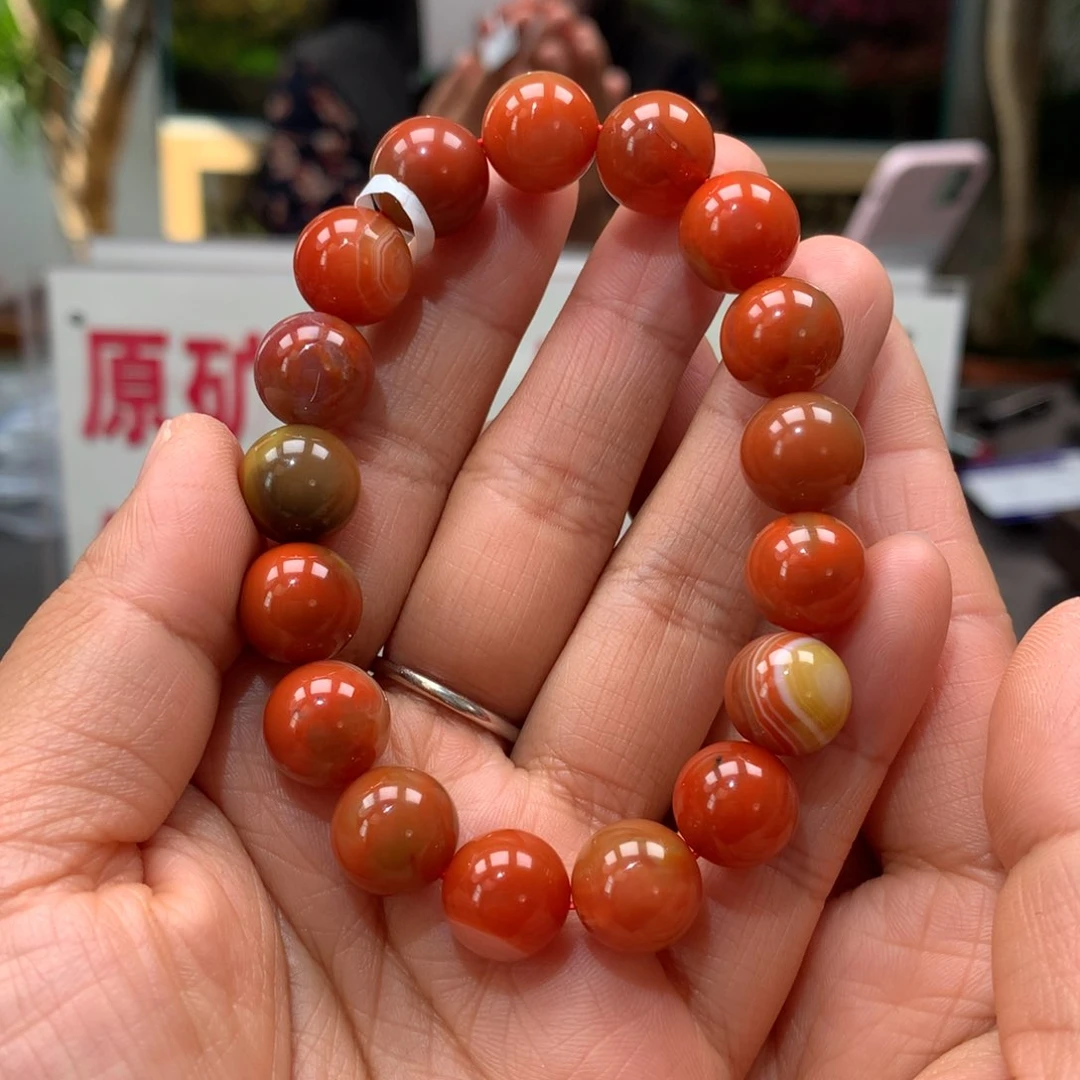 南红玛瑙南红11mm包浆手串未镶嵌