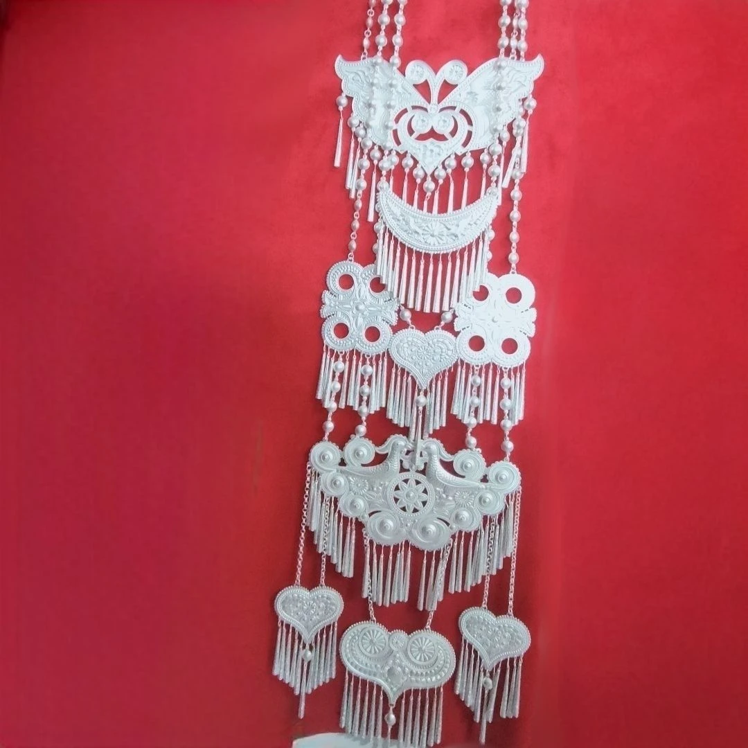 铁合金吊坠 大凉山特色彝族手工超大号哑光银胸牌长款民族百搭