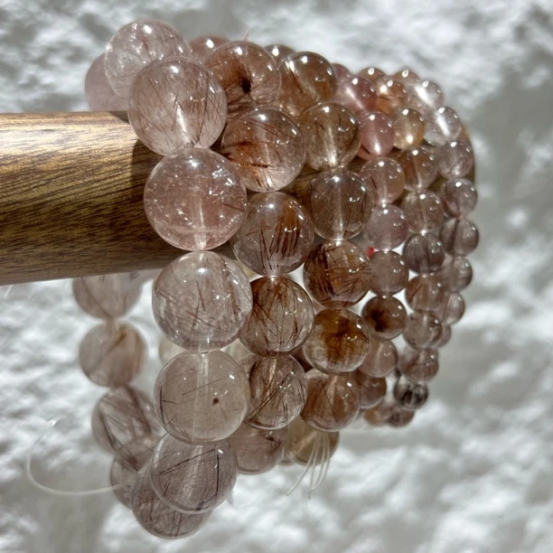 【晶澜月】X027天然水晶 高品锦鲤红兔毛单圈手串 多样性发其一