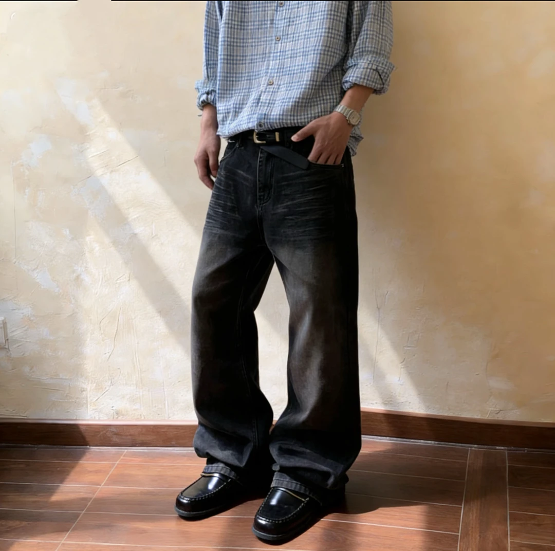 D28#版型调教的非常好！基础牛仔裤cleanfit水洗直筒休闲裤子男女