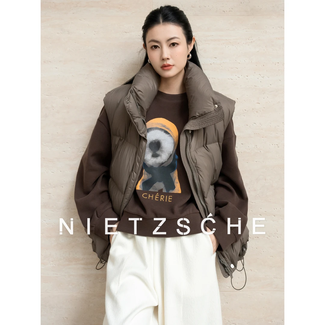 尼采 官方直营｜帽子狗｜加绒加厚卡通图案宽松减龄长袖卫衣50335