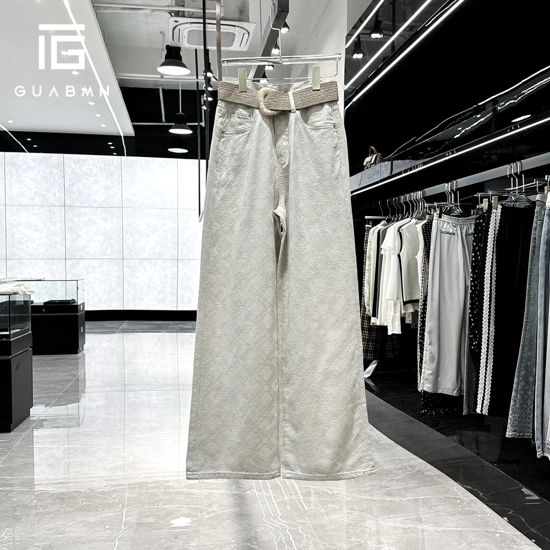 GUABMN2025夏季新款小众高腰显瘦百搭阔腿牛仔裤初夏穿搭5037
