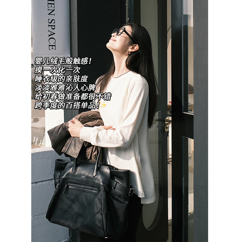 【特卖捡漏】美洋MEIYANG 糯糯T 云朵绒|软糯垂坠！字母刺绣宽松长袖