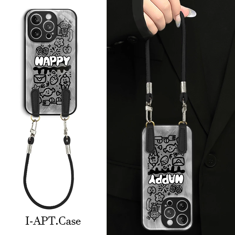 羽纱灰happy机器水凝玻璃壳适用iPhone苹果16手机壳华为oppo小米v