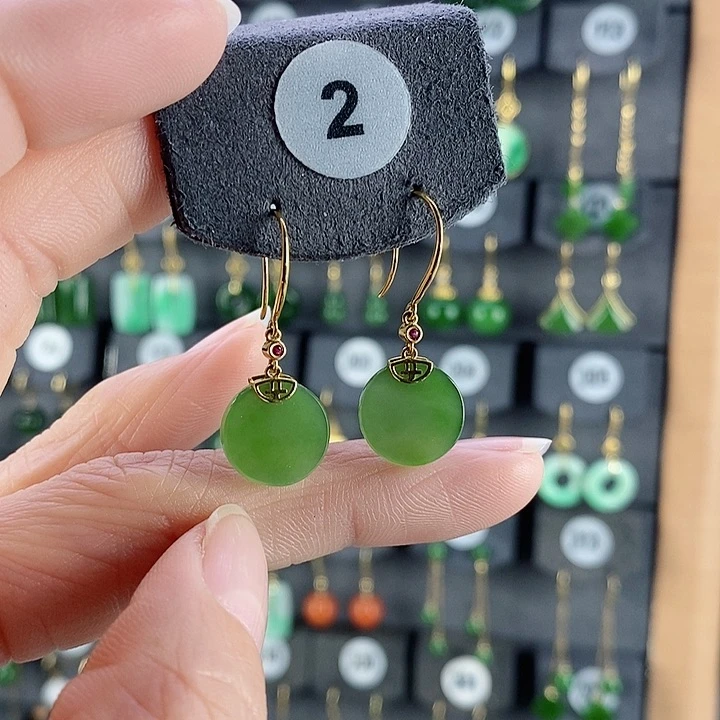 和田玉耳饰18K金镶嵌^****织