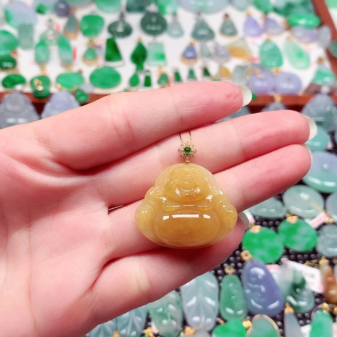 翡翠18K金镶嵌吊坠(不含链)