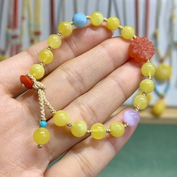 蜜蜡未镶嵌手链6.6mm