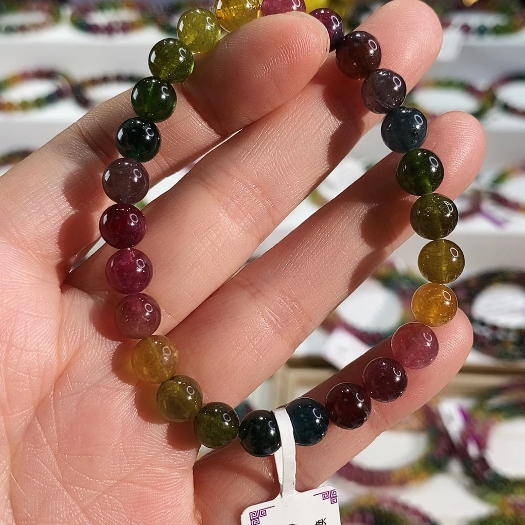 碧玺未镶嵌手链G2141素圈颜色微差