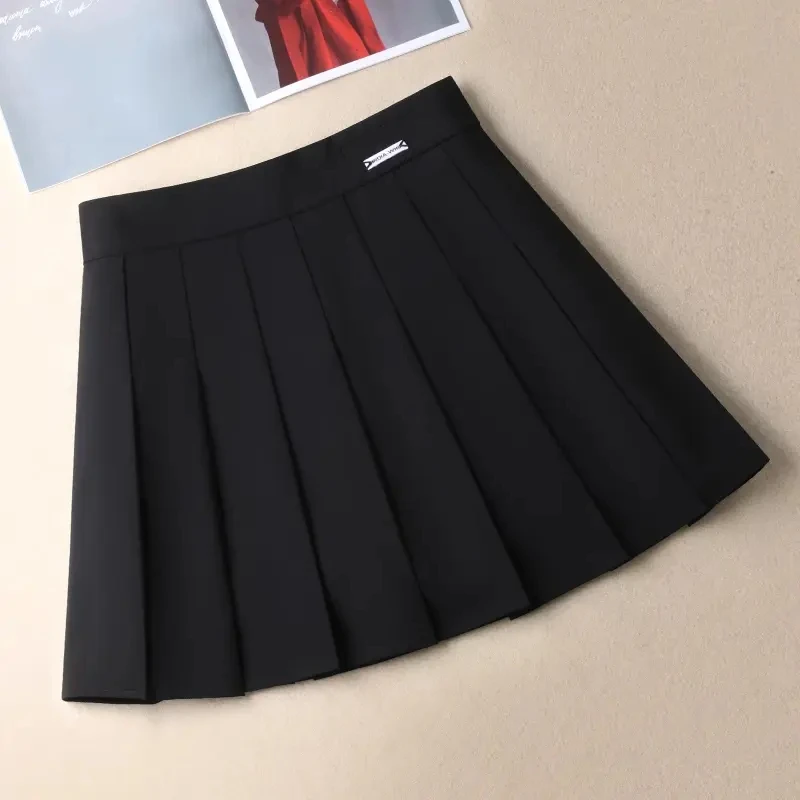 拉夏贝尔高级西装半身裙女2025夏季新款高腰显瘦短裙a字百褶裙子