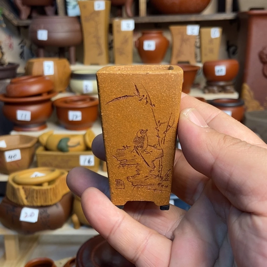 紫砂花盆苏兵，内口经尺寸3×5.5