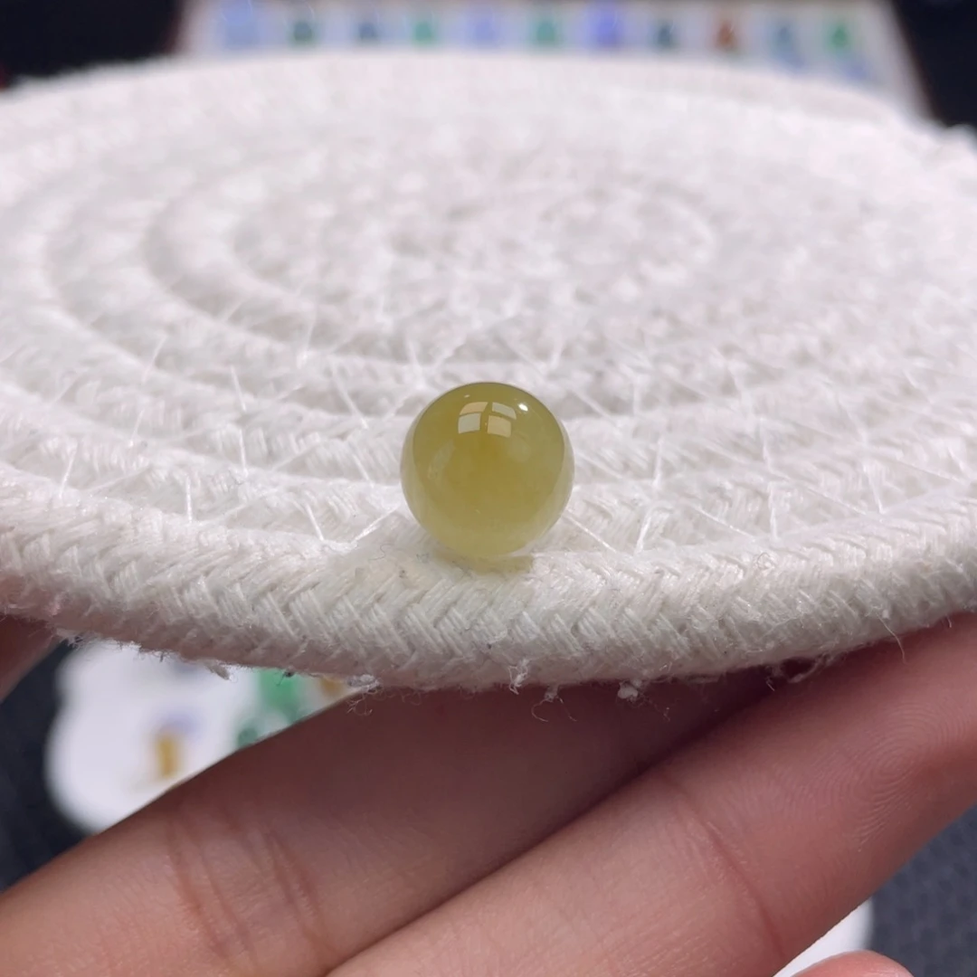 未镶嵌定制翡翠特色冰黄圆珠卡10.2mm
