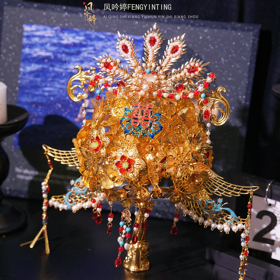 纯铜石英石手链 凤吟婷凤凰黄金色手捧花新娘结婚手工diy出嫁礼物