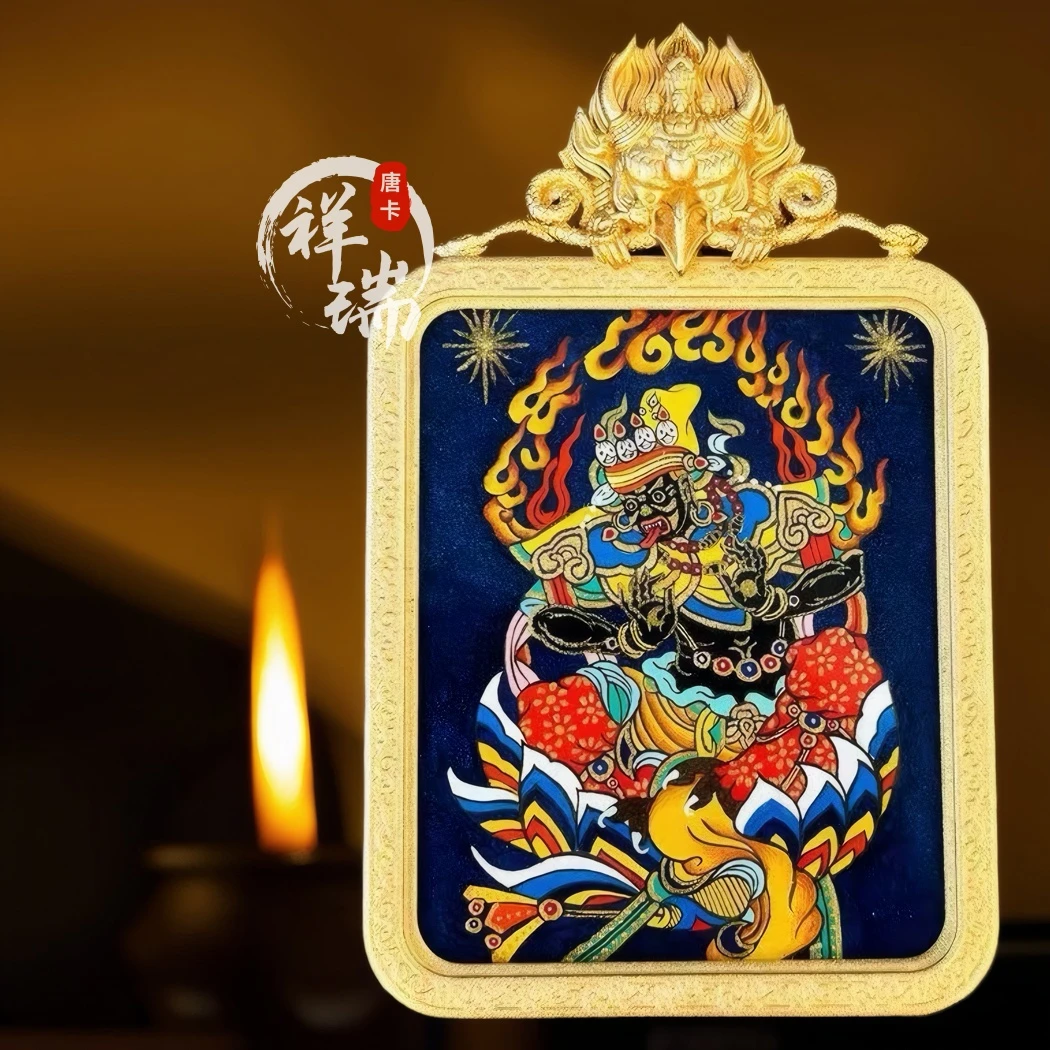 扎基拉姆全身造像热贡手绘唐卡4*5唐卡吊坠脖挂西藏手绘纯手工