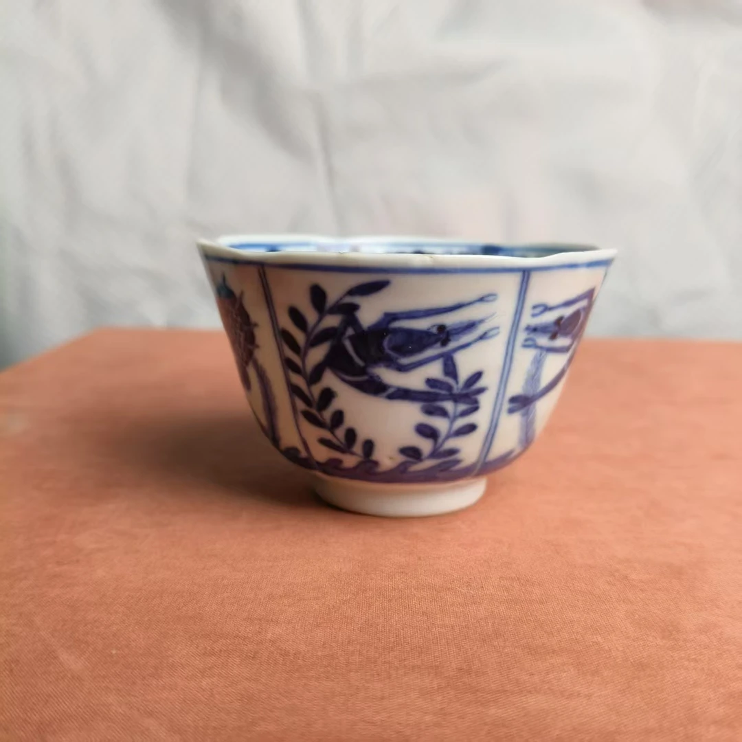 青花鱼虾蟹花卉杯6880015