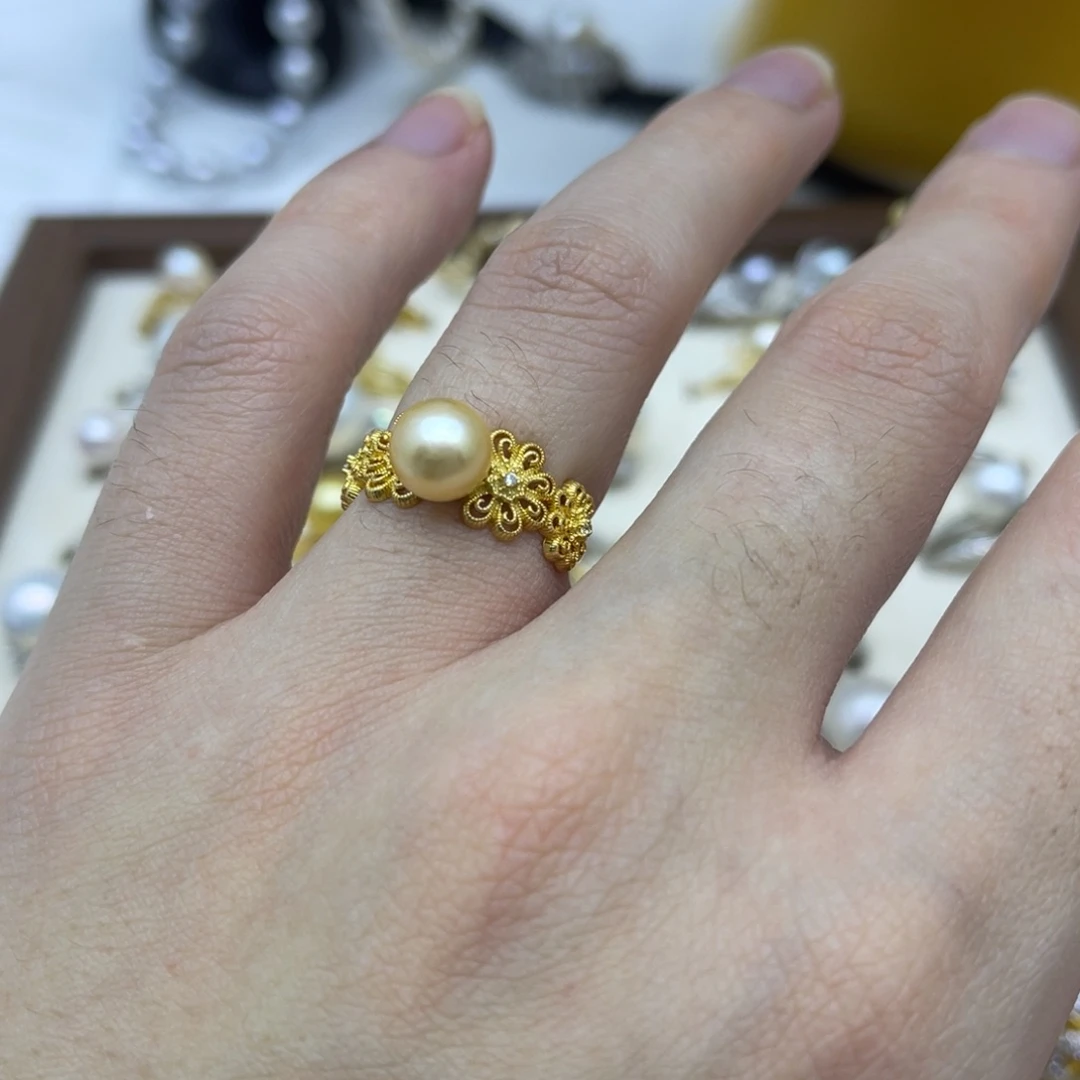 海水珍珠银S925镶嵌戒指