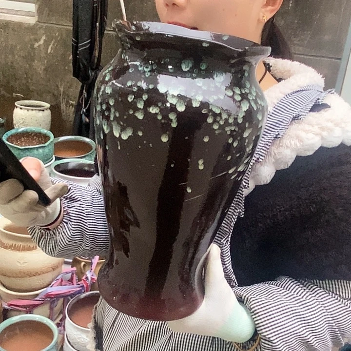 紫砂花盆瑕疵口17高30