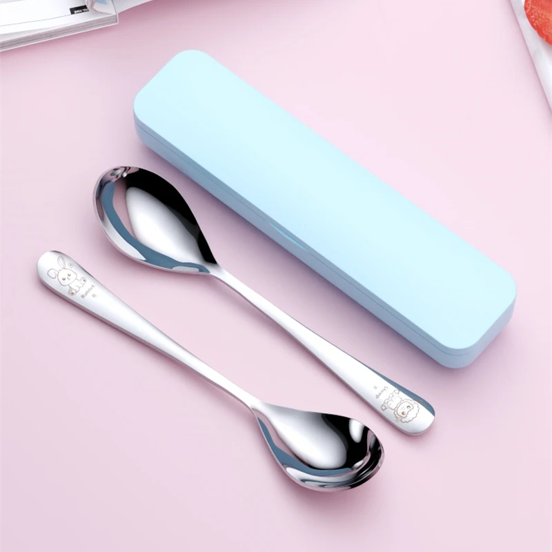 316不锈钢勺子家用创意生肖吃饭汤勺调羹餐具便携带盒餐勺喂饭勺