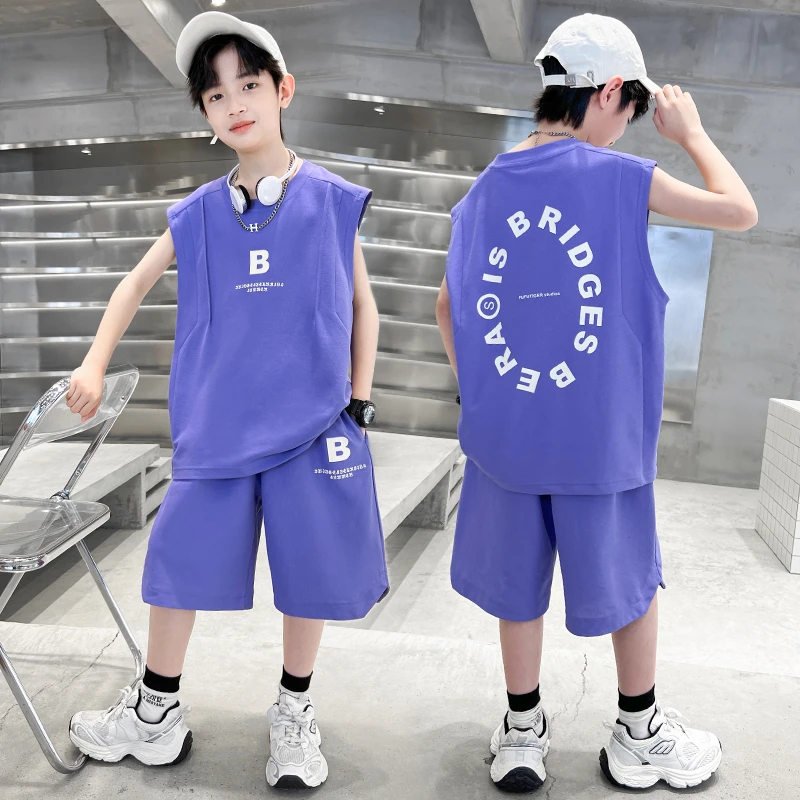 男童夏装套装2025新款背心中大儿童薄款帅气时髦【卡尔朗】BF520
