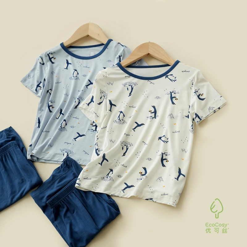 A类 优可丝男童短袖居家服夏季薄款男生睡衣套儿童空调服 30216