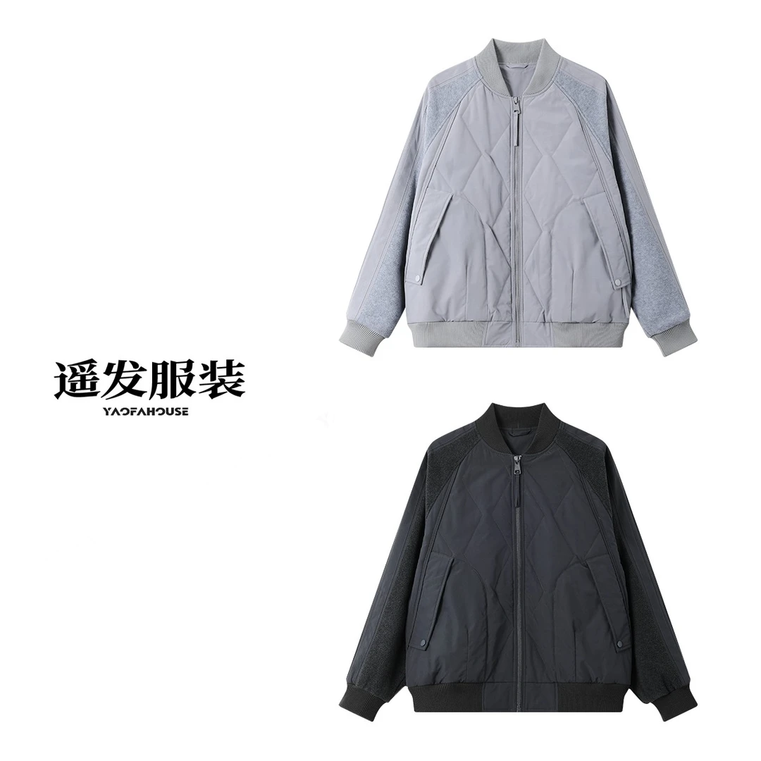 遥发服装【立体拼接棒球夹克棉服】冬季时尚百搭棉衣外套8620