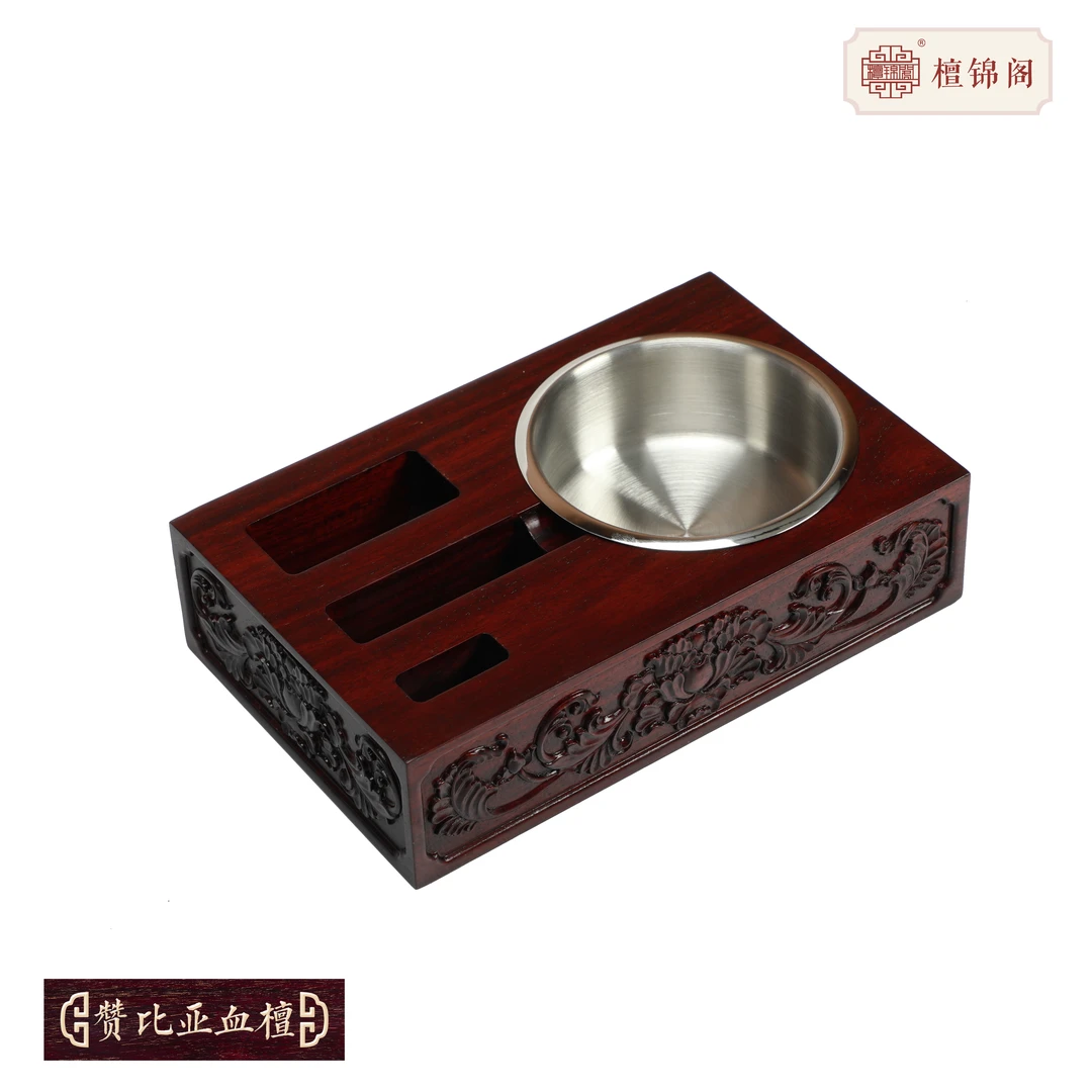 【檀锦阁礼品】西番莲烟火木匣-血檀-A01395-1