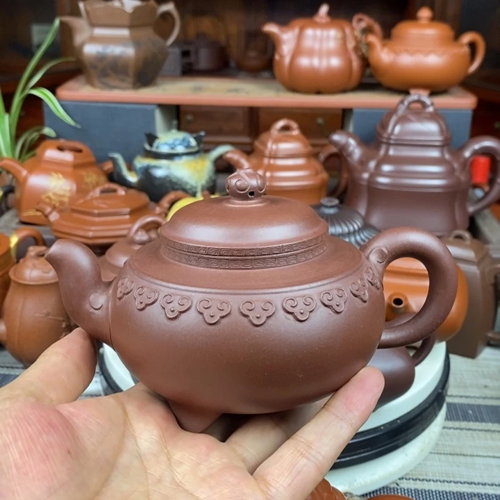 茶壶紫砂云肩如意380cc原矿老底曹青特价