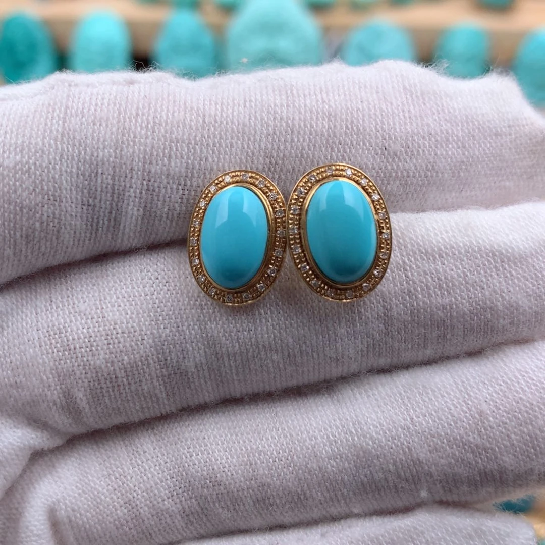 绿松石珠宝奇石18K金镶嵌