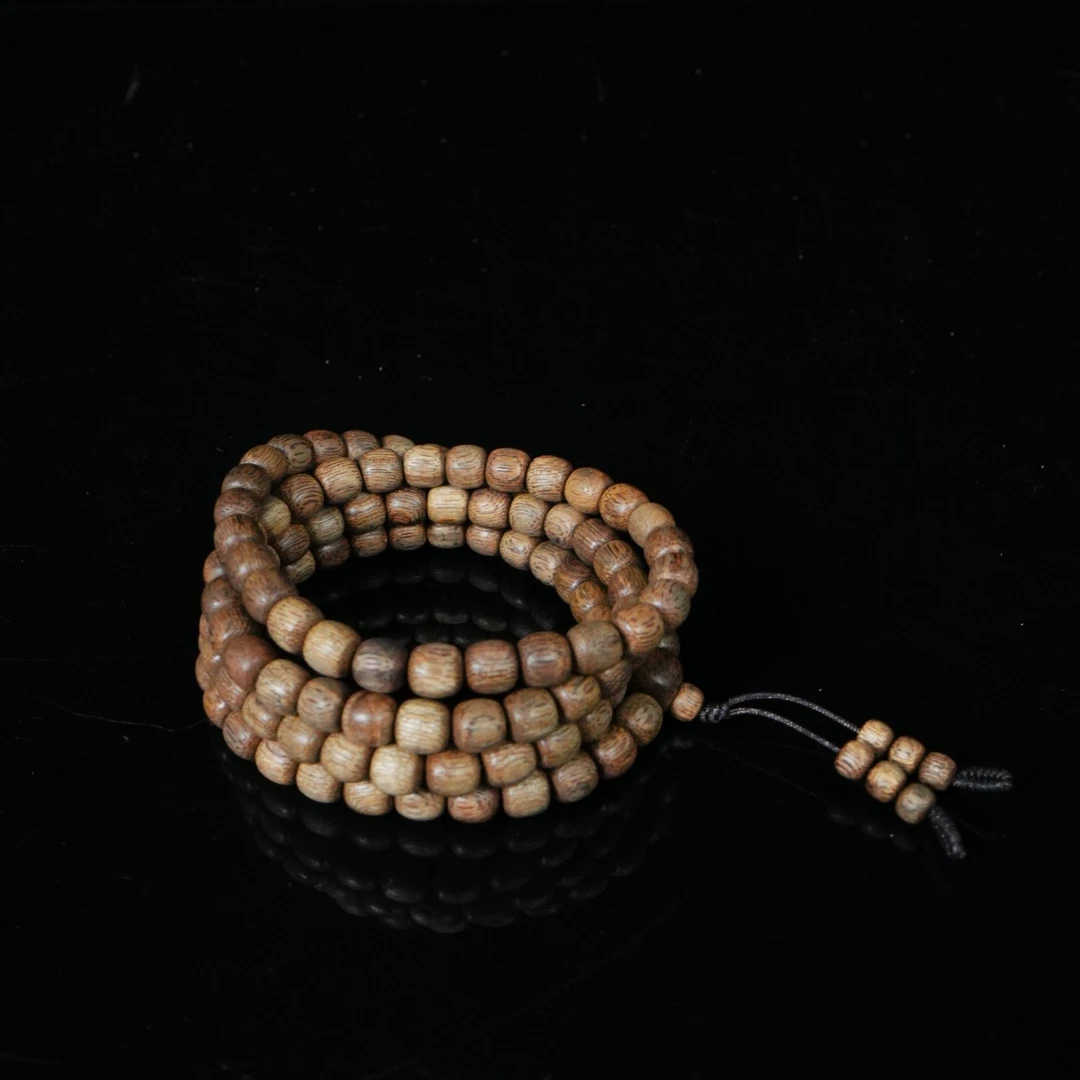 A5616 斯里兰卡沉香土沉粗纹苹果珠 0.7x0.7cm  15.5g