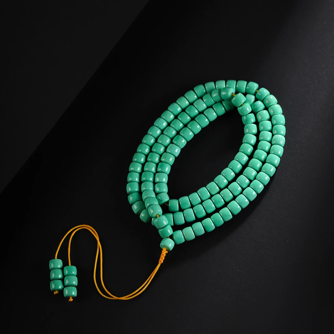 精品瓷高绿色7mm直切老型桶珠项链手链多圈散配珠diy百搭配饰配件