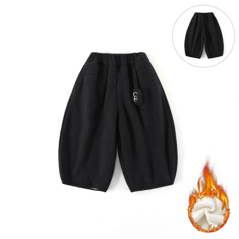 新款【羊驼绒】儿童冬季新款男童长裤韩版挂坠保暖裤子CK430