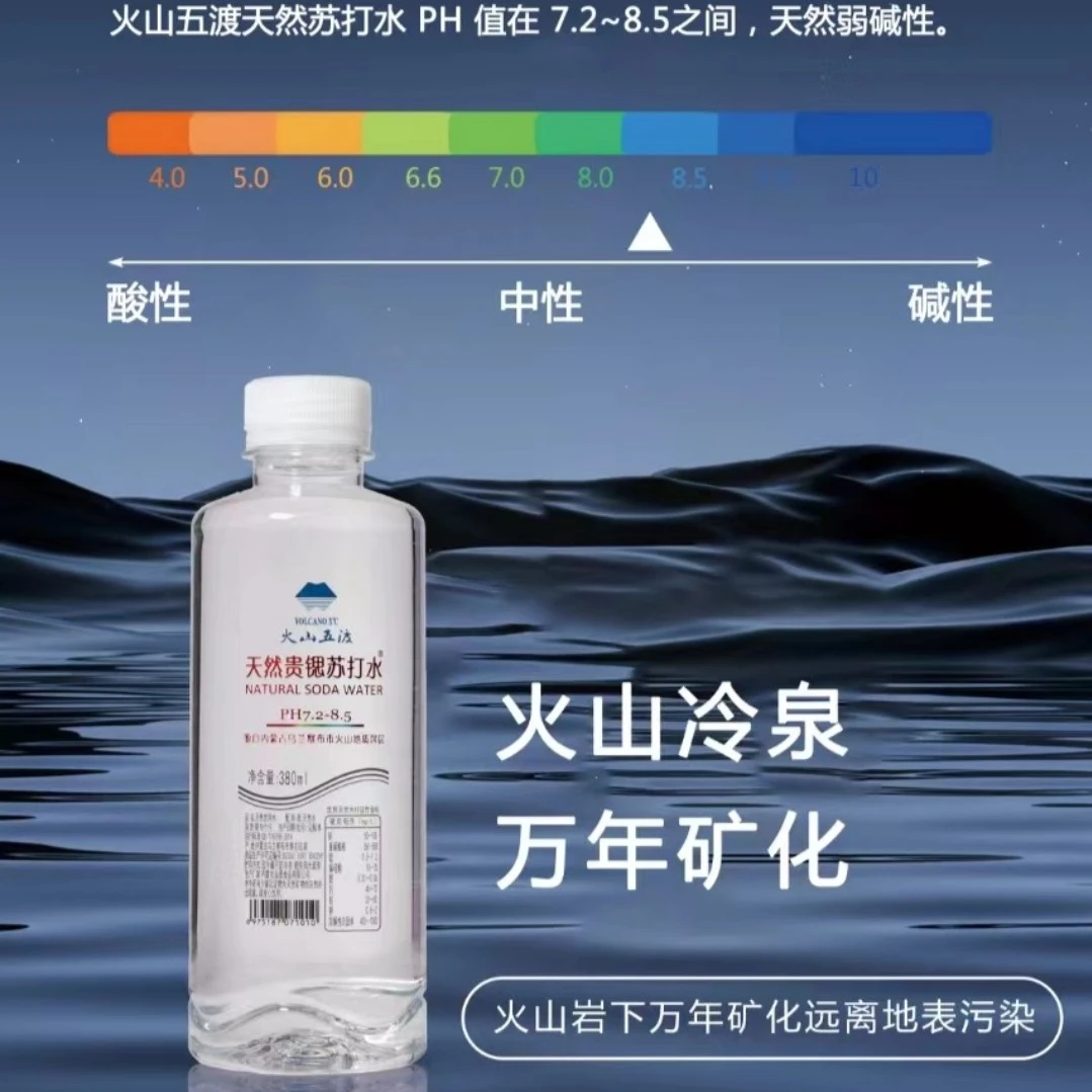 火山五渡天然苏打水l火山冷泉健康水380mlX12瓶