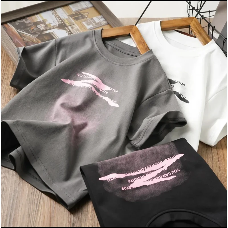 夏季儿童印花字母中大童圆领休闲短袖T恤 2025