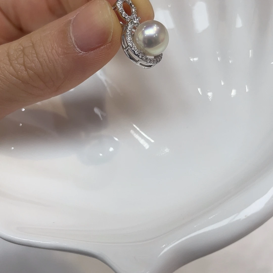 海水珍珠银S925镶嵌吊坠(不含链)