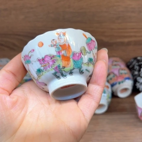 香**蟹手绘茶杯盖碗陶瓷