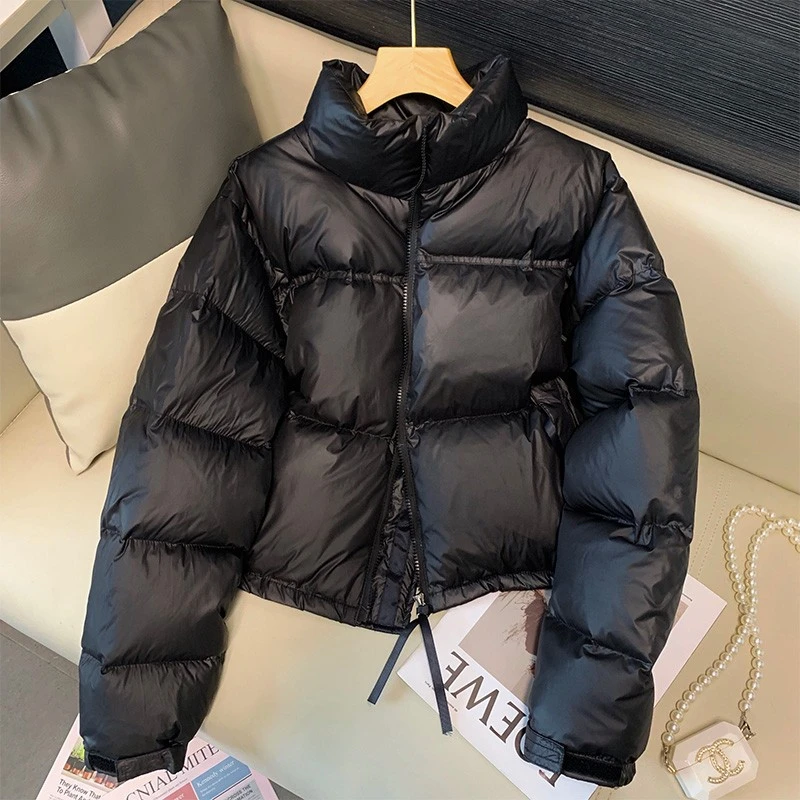 黑色立领短款棉衣棉服港风小个子面包服休闲冬季加厚小个子棉袄女