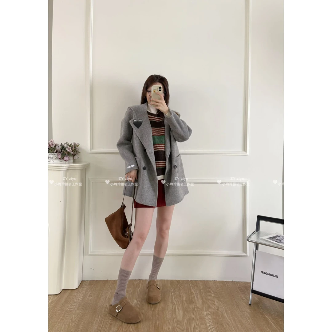 翻领洋气时尚款百分百羊毛外套5030