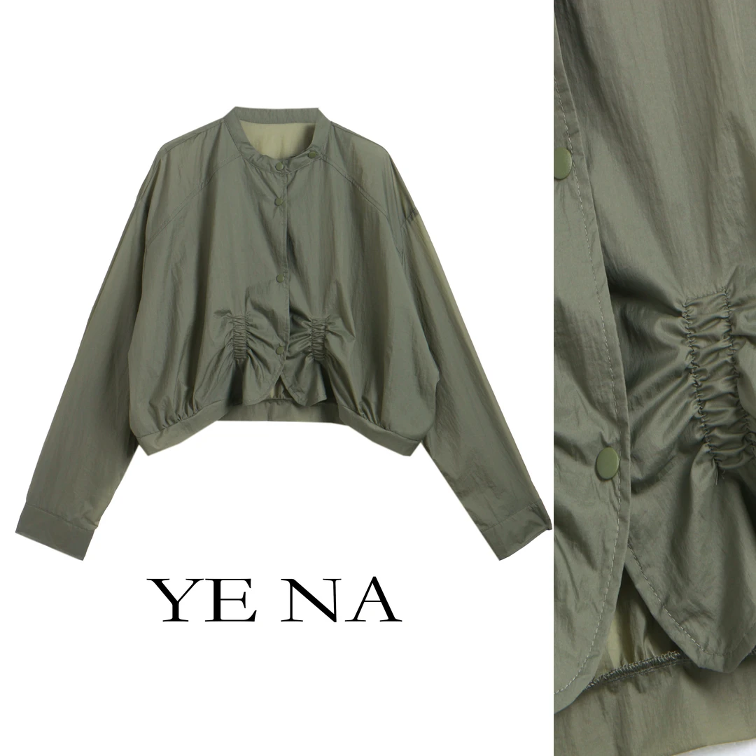 【南一】夏季新款宽松别致休闲薄款气质扭结圆领蝙蝠袖短外套SY477