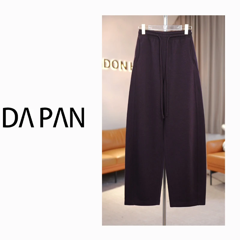 DAPAN【简随】阳离子涤纶混纺绵羊毛弯刀抽绳休闲裤95321160