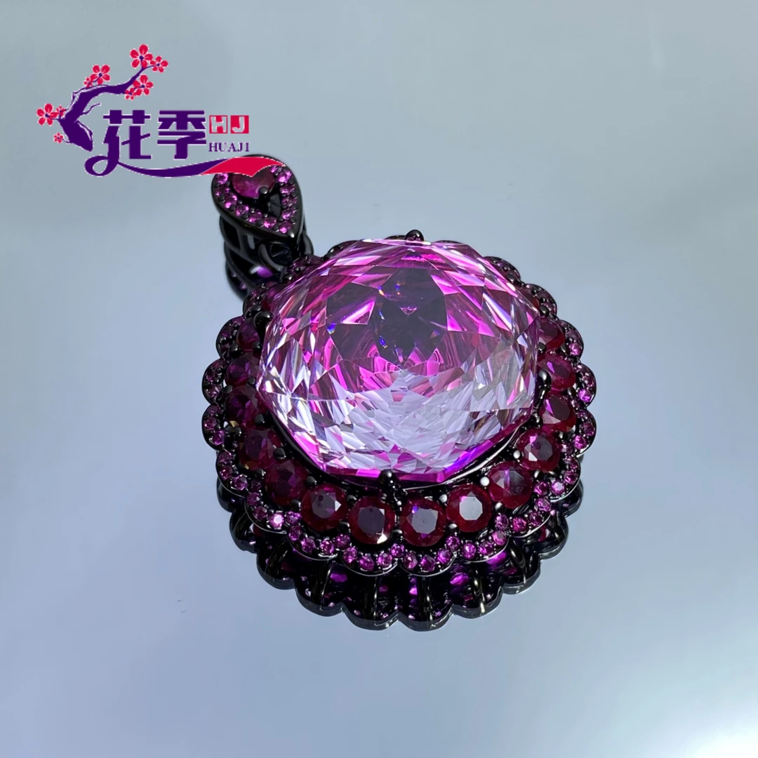 非金属珐琅吊坠 【花季】 原创双色玫瑰切炫彩强荧光吊坠HF111