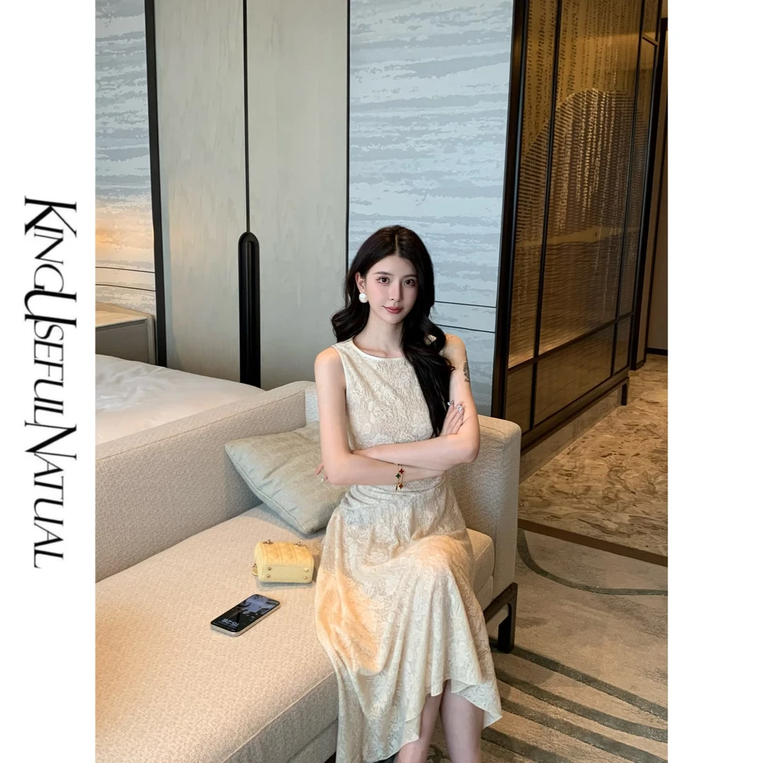 KUN【日暮里】小个子与常规版 立体镂空蕾丝针织提花显瘦连衣裙