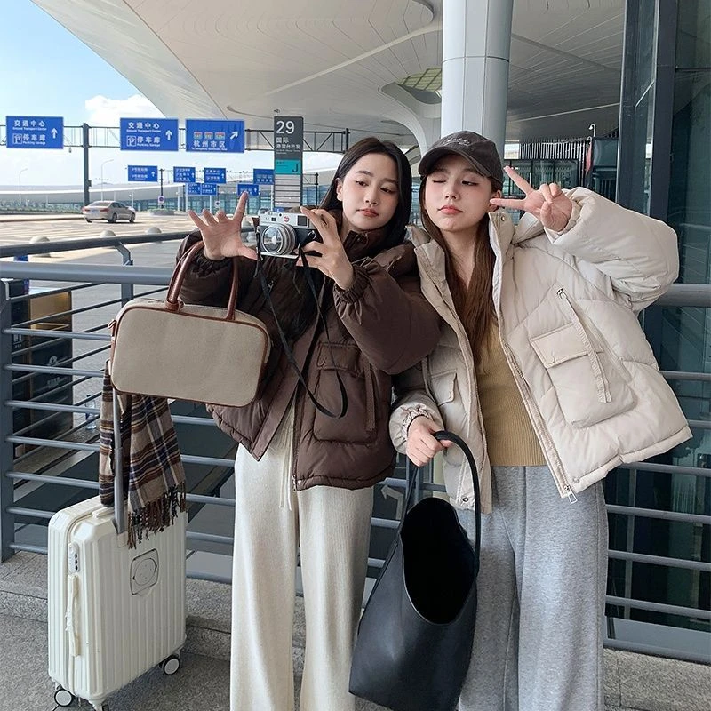 欧货棉服2025冬季新款加厚短款保暖连帽宽松时尚面包外套