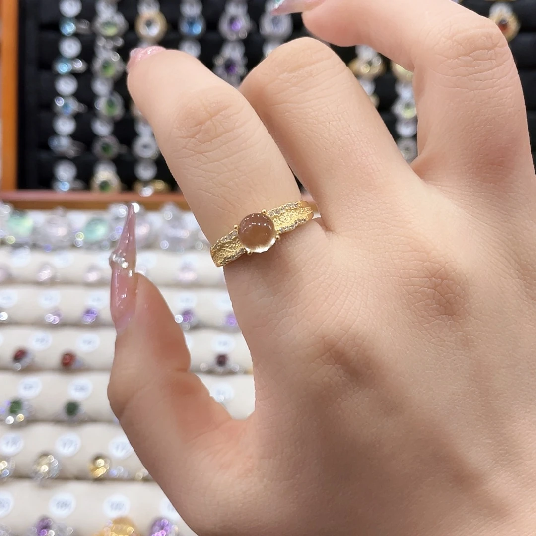 黄晶戒指女款银S925镶嵌