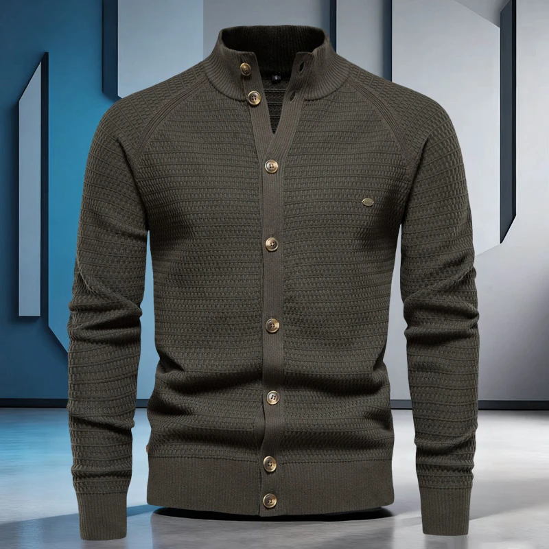 轻奢男装高端针织开衫保暖男士爆款立领毛衣修身韩版针织衫冬季
