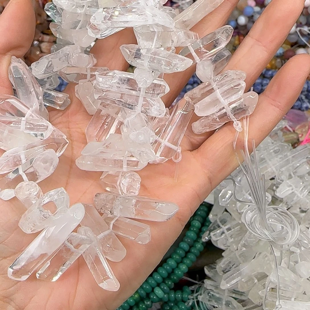 玛瑙/玉髓合金珠宝半成品白水晶柱一条