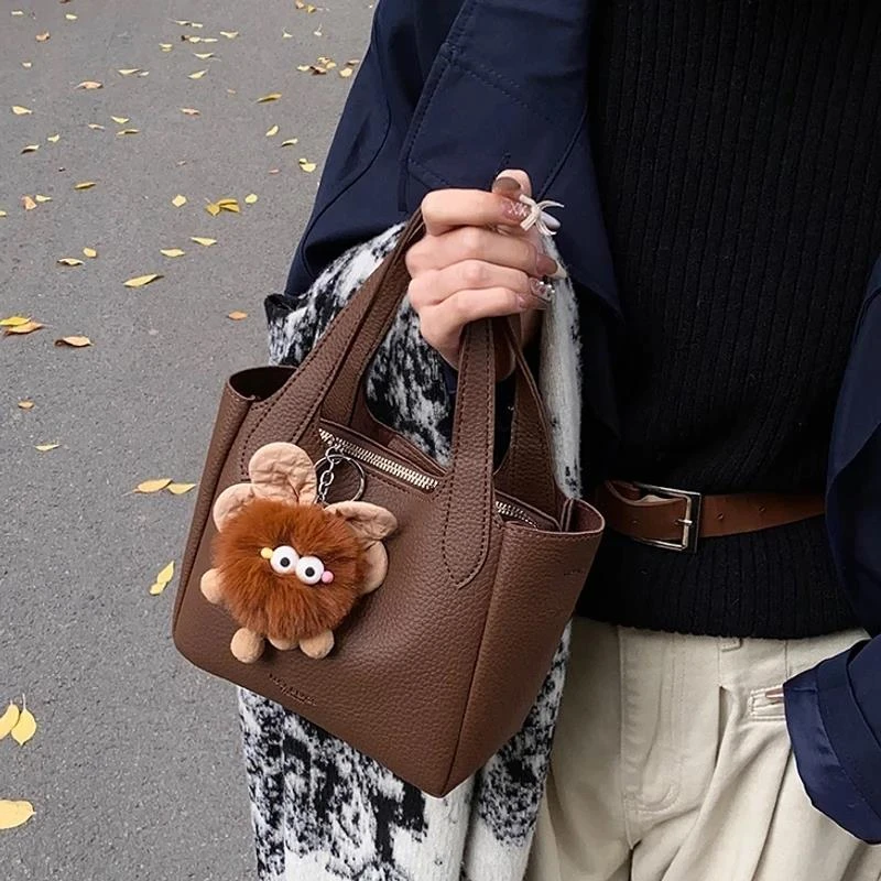 休闲慵懒风手提菜篮子包包女软皮单肩斜挎包百搭小众韩版女士