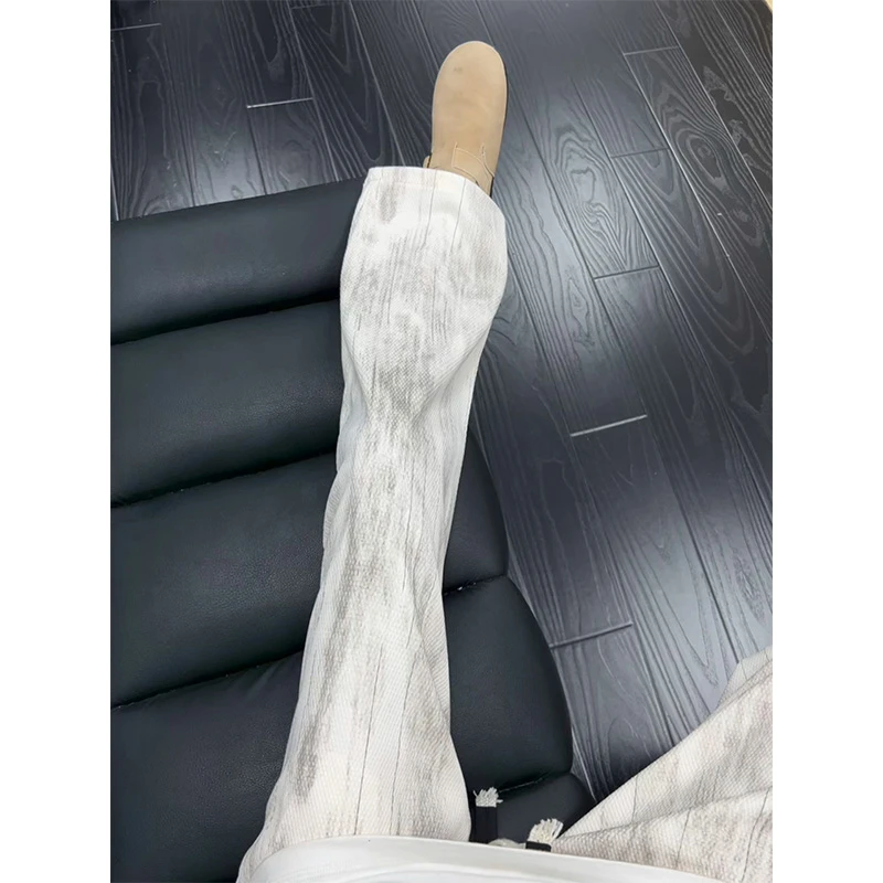扎染蟒纹裤子男春秋款宽松直筒垂感阔腿裤潮牌美式设计感休闲卫裤
