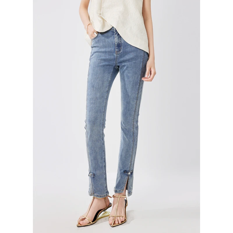 MISSCOCOON夏新中式盘扣牛仔裤0204