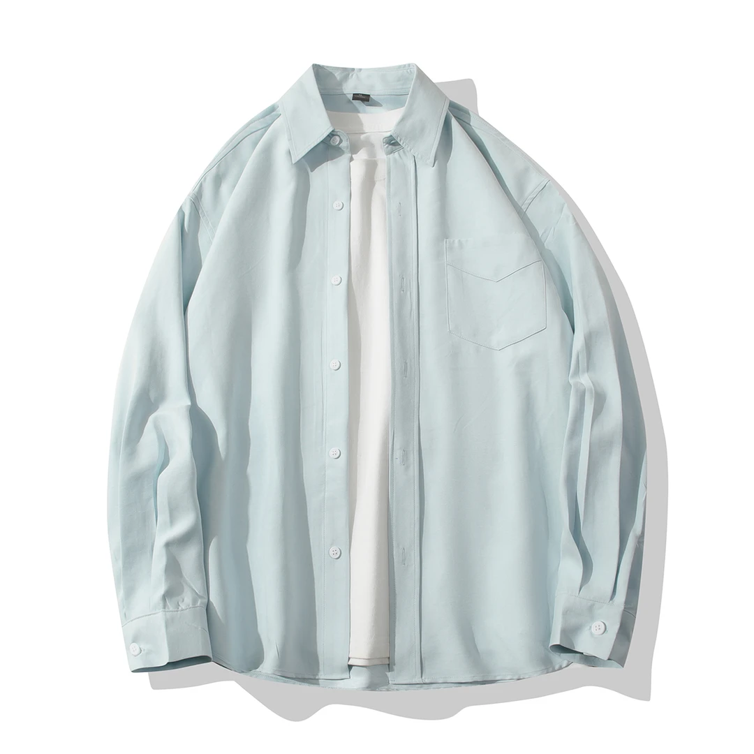 韩版宽松休闲纯色衬衫男女百搭长袖衬衣高级感日系潮流薄款外套