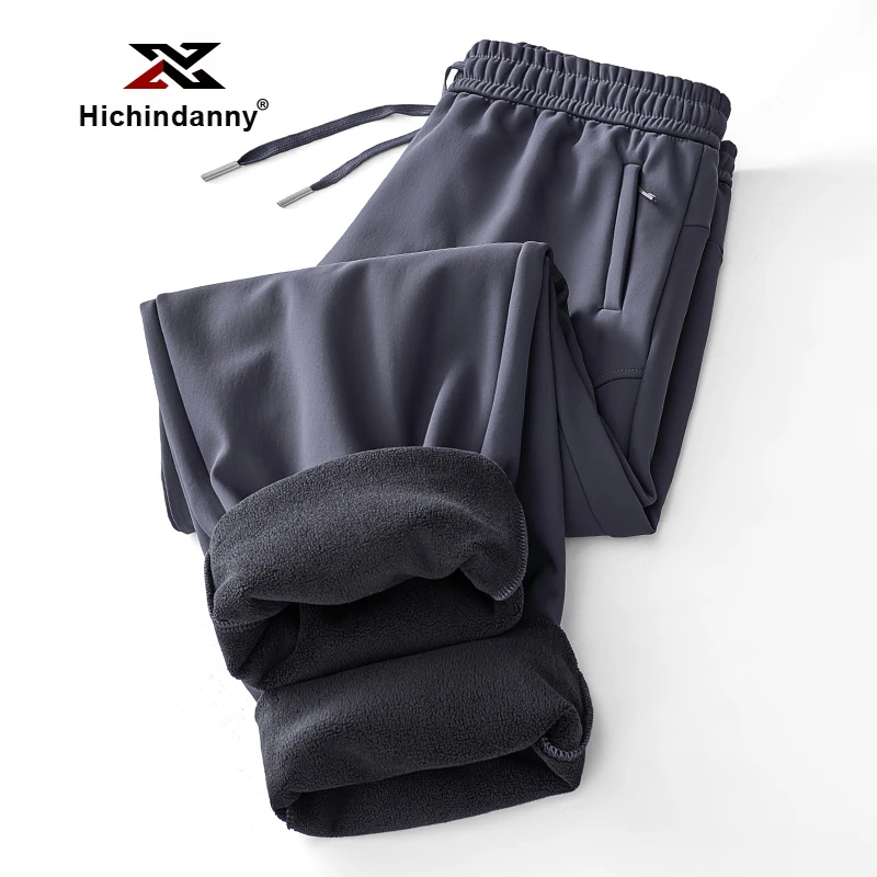 HICHIN防风防水冲锋裤男士新款秋冬季加绒加厚保暖宽松束脚软壳裤
