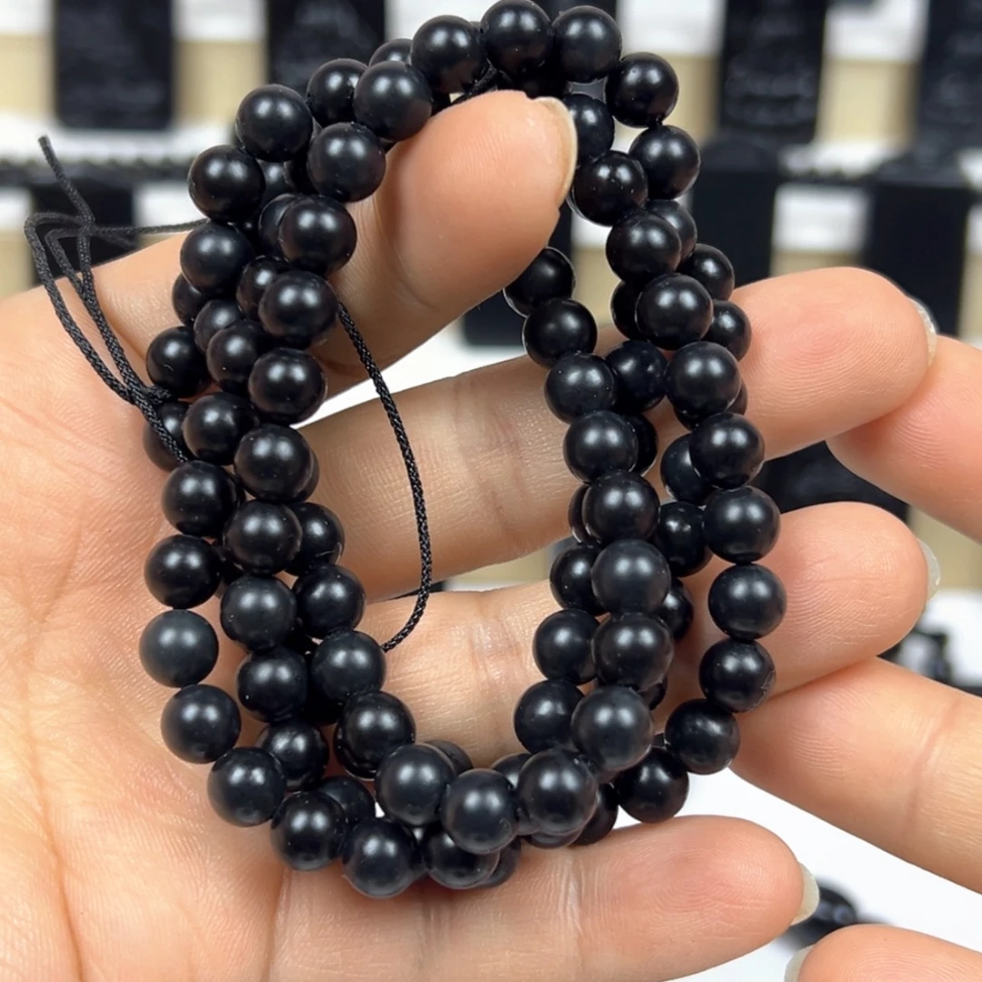 和田玉（墨玉）未镶嵌颈饰卡8圆珠108入门